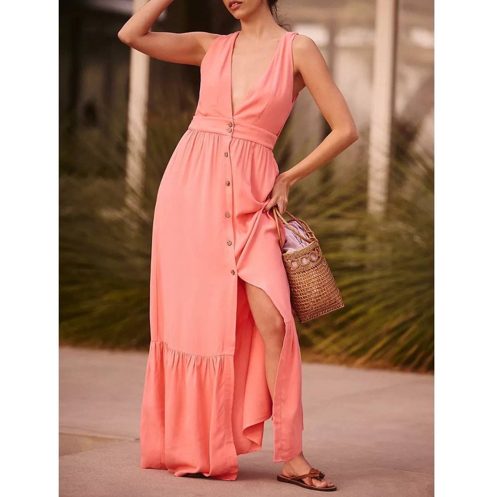 Anthropologie Boamar Daphne Maxi Dress Flamingo Pink - Small